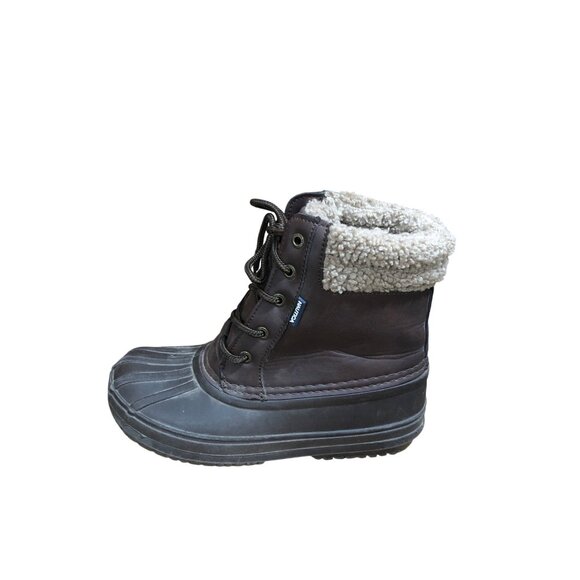 Nautica Danube Snow Winter Duck Boots Kids 3 Brown Faux Leather Sherpa-Lined - Picture 8 of 12